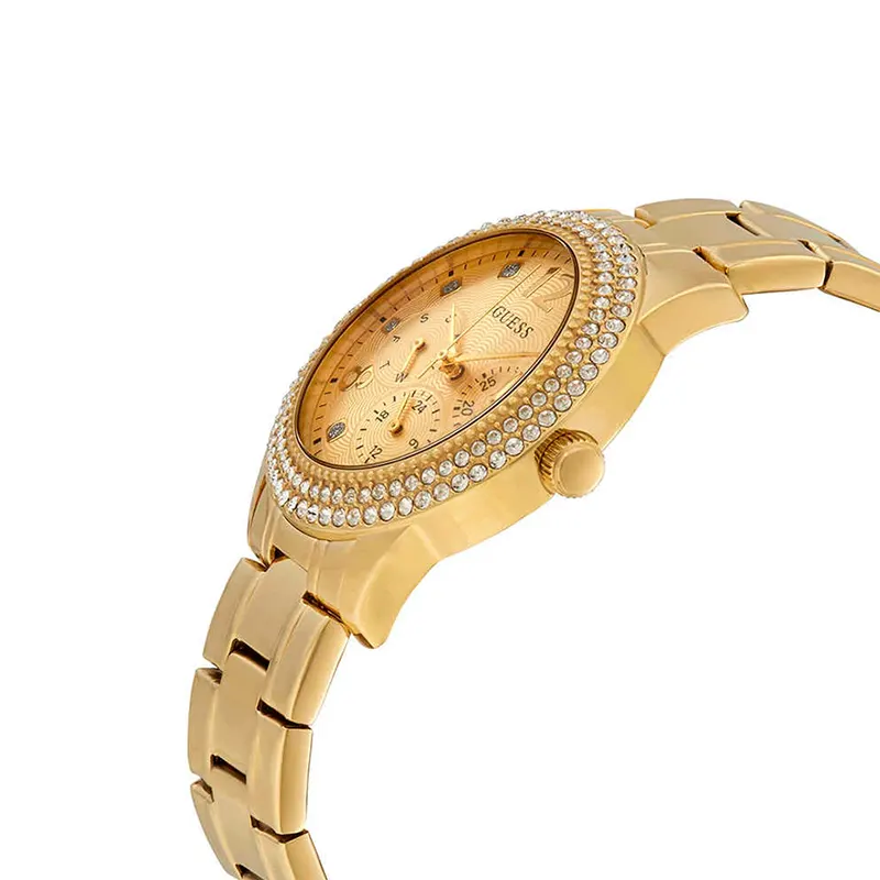 Guess Bedazzle Multifunction Gold Dial Ladies Watch- W1097L2